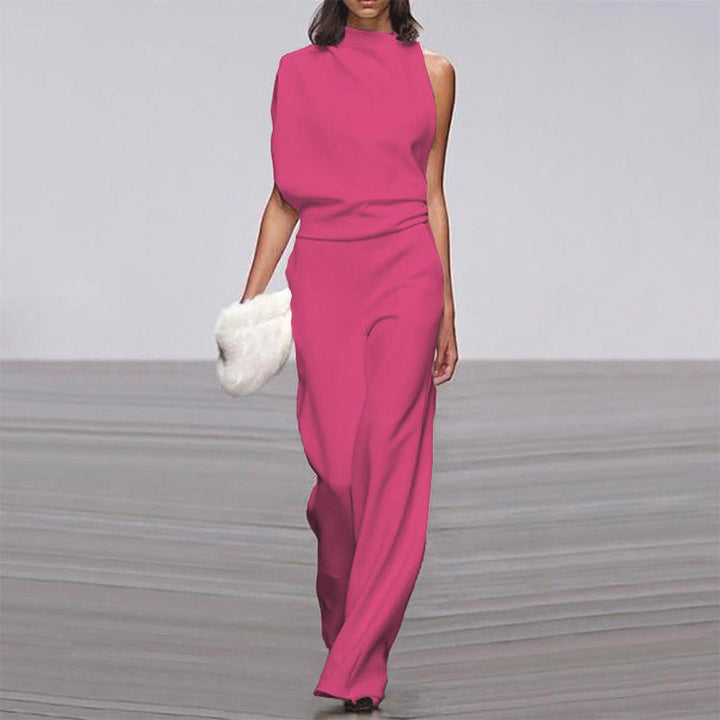 Jumpsuit Elegante de Pierna Ancha para Mujer en Fuchsia
