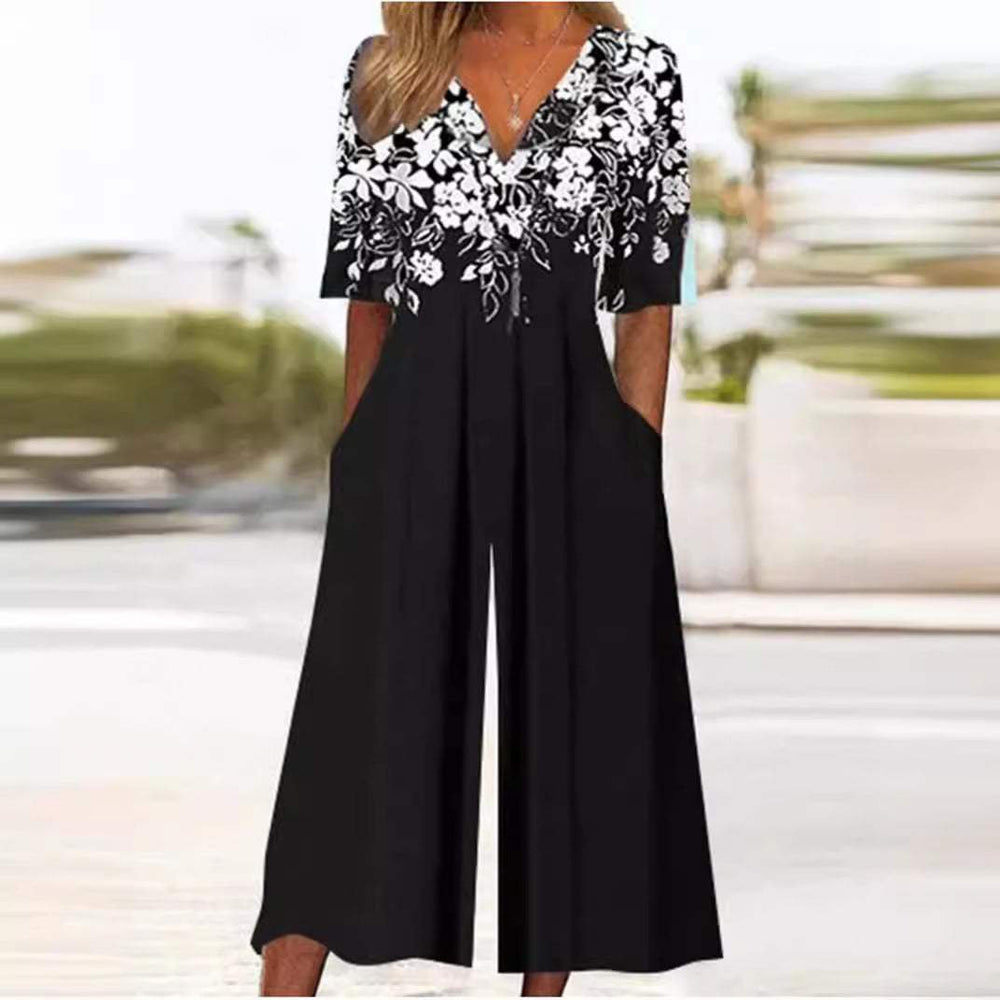 Jumpsuit para Mujer Estilo Boho Floral en Negro