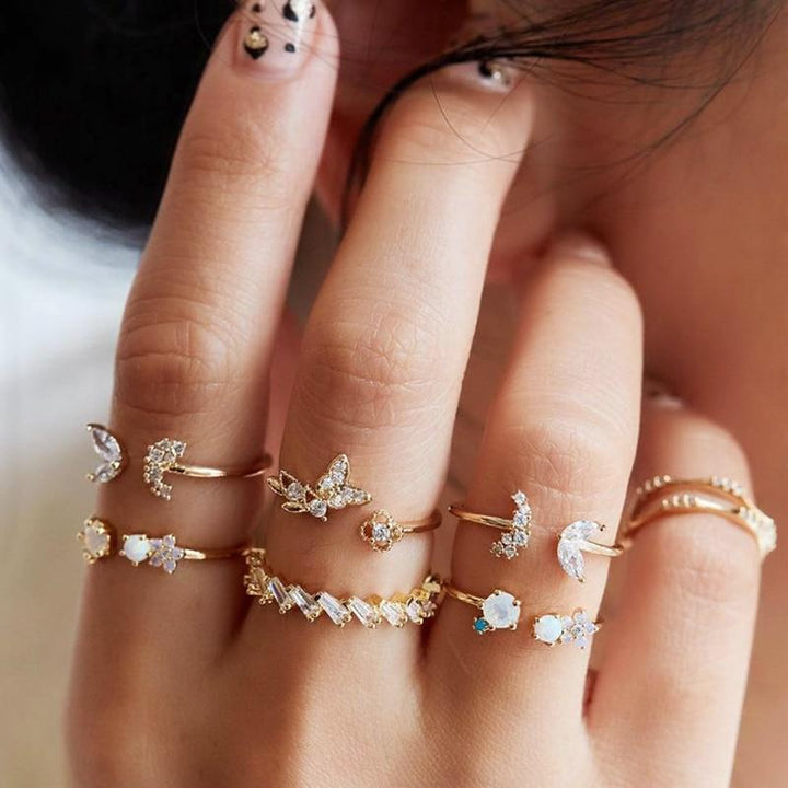 Conjunto de Anillos Único: 8 a 12 Piezas