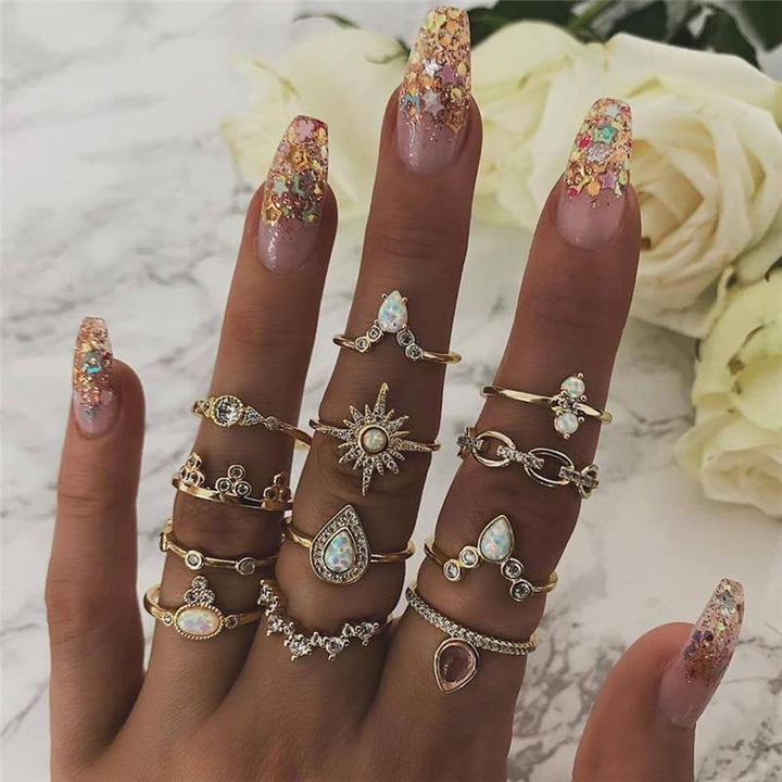 Conjunto de Anillos Único: 8 a 12 Piezas