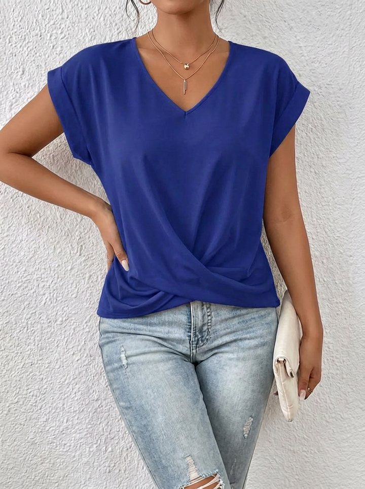 Lässiges T-Shirt mit V-Ausschnitt Womens en Azul