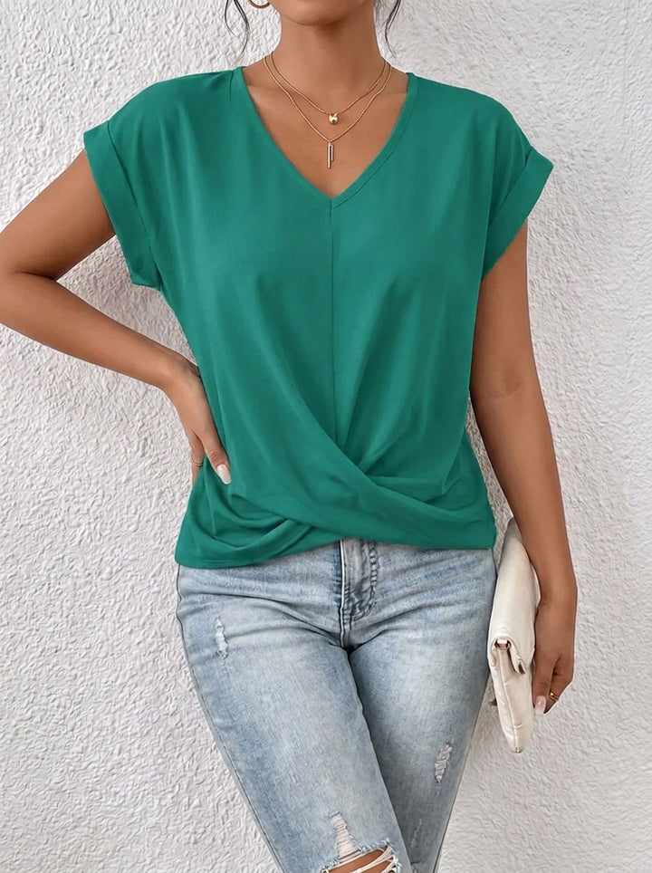 Lässiges T-Shirt mit V-Ausschnitt Womens en Verde