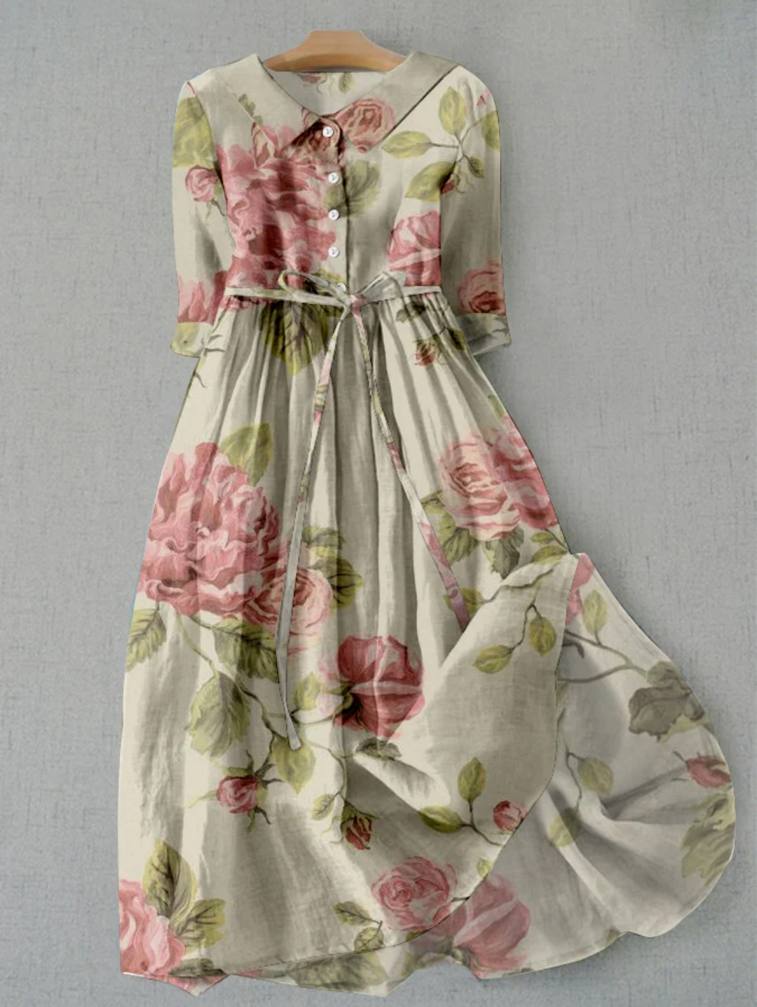 London | Linen dress with floral en Vegetables