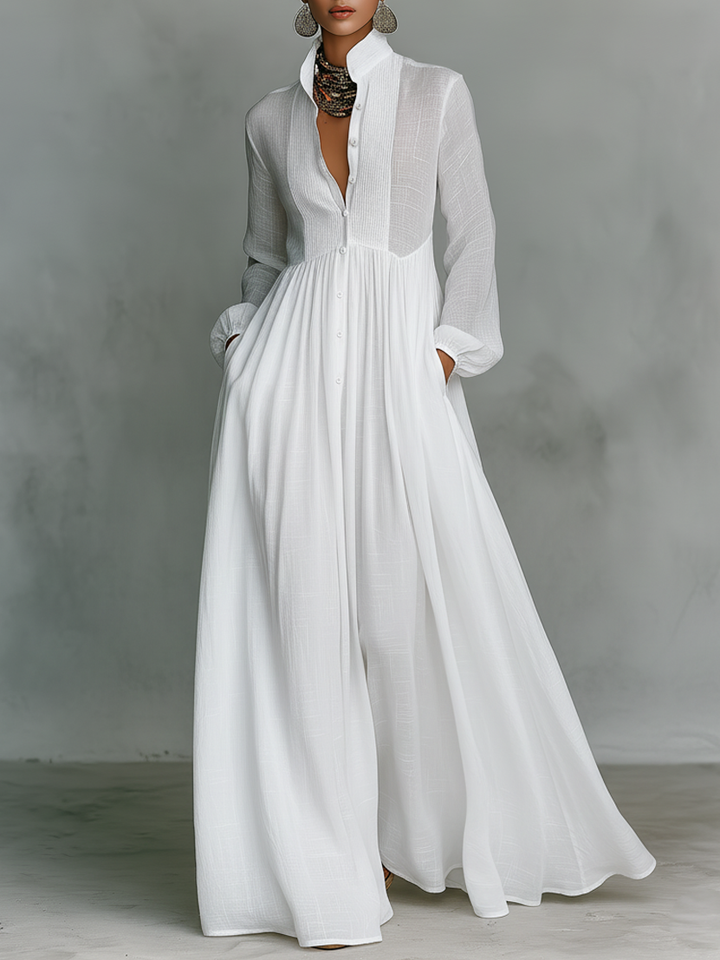 Minimalist Cotton And Linen Patchwork Single-breasted en Blanco