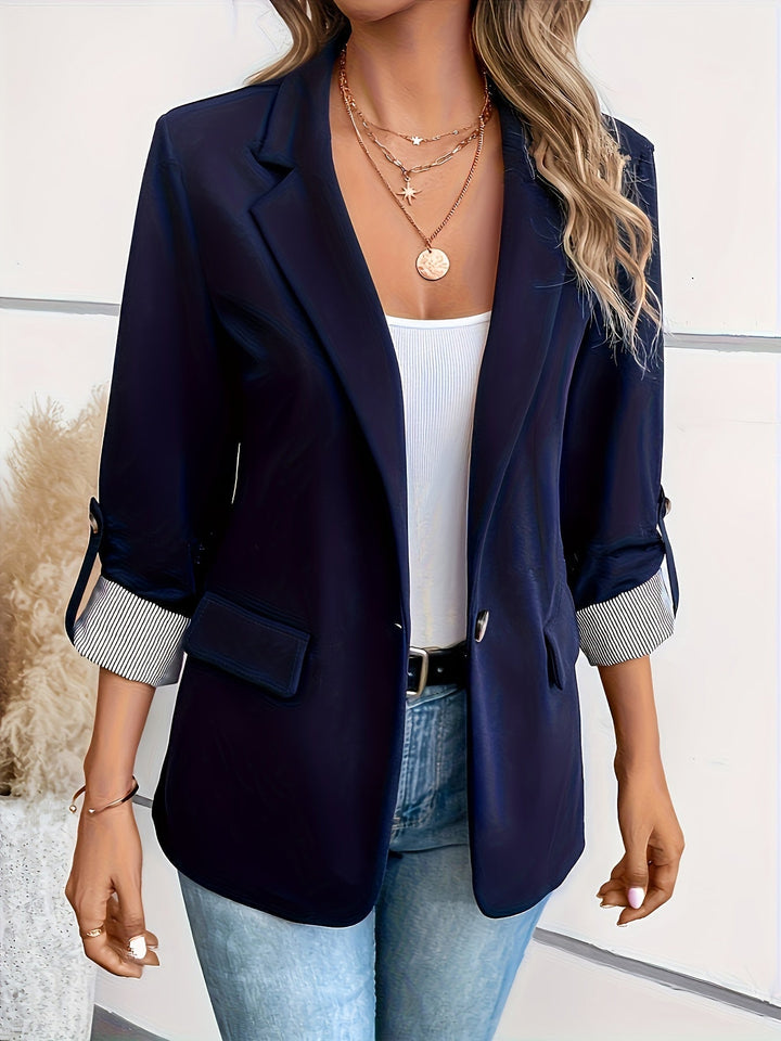 Mujer Blazer Elegante de Transición en Azul marino