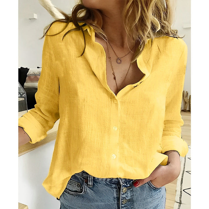 Mujer Blusa Casual Holgada para el Verano en Amarillo