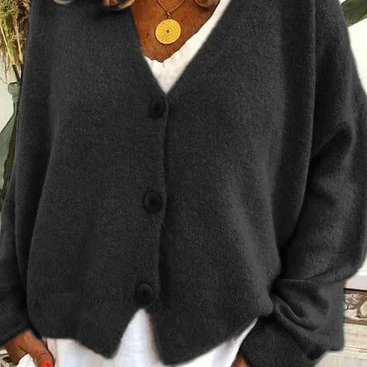 Mujer Cardigan de Punto Clásico en Negro