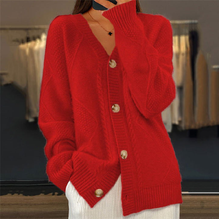 Mujer Cardigan Suave Cómodo para Diario en Rojo