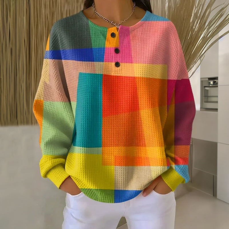 Mujer Pullover Vintage Estampado Colorido en Multicolor