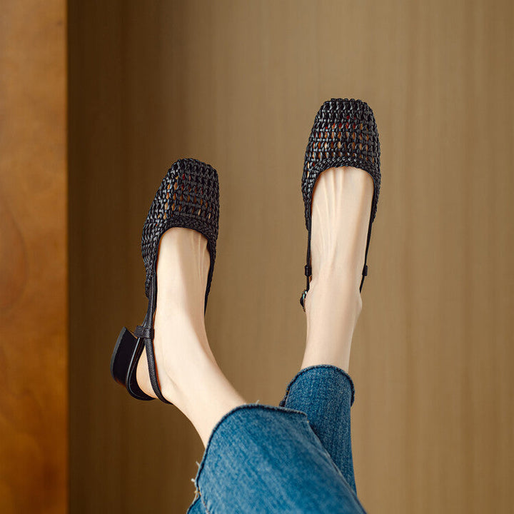 Mujer Sandalias Trenzadas Elegantes de Tacón (4)