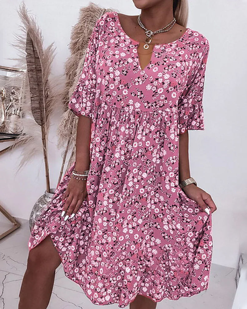Mujer Vestido de Verano Midi Floral en Rosa