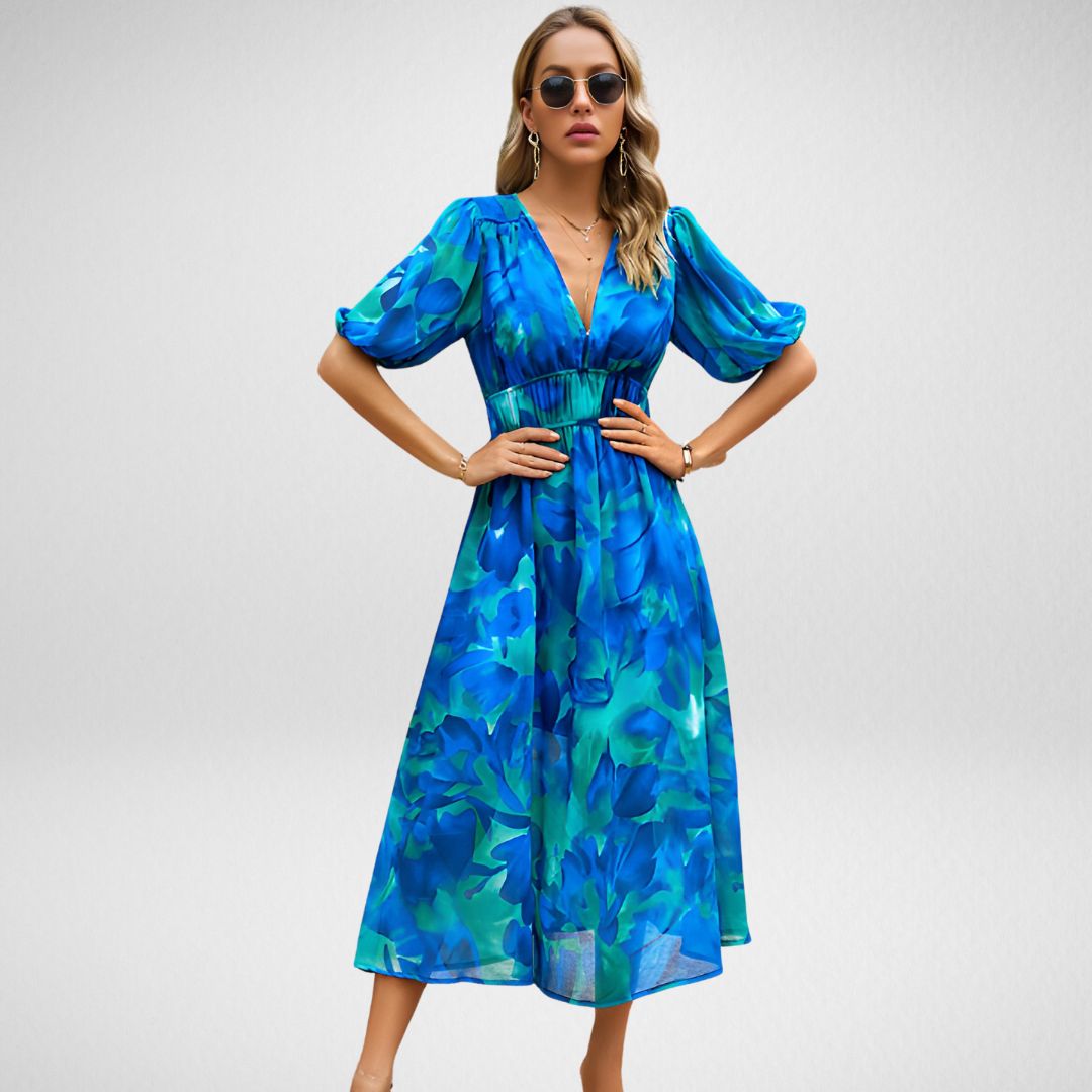 Mujer Vestido Maxi de Verano en Azul