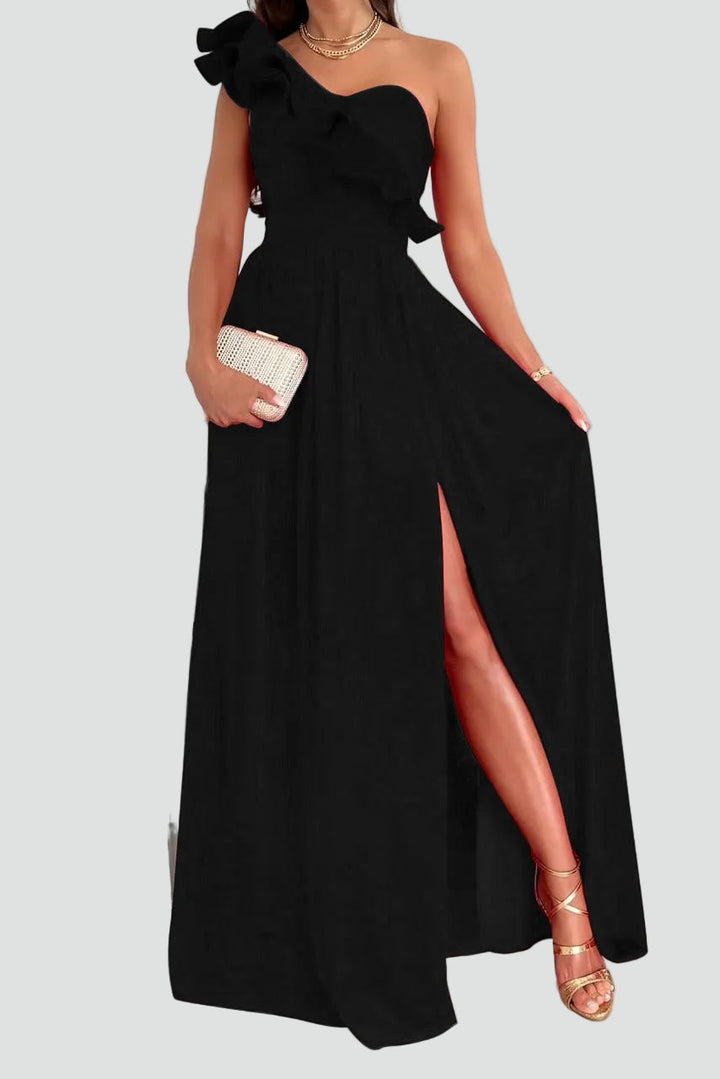 Mujer Vestido Maxi Elegante para Bodas en Negro