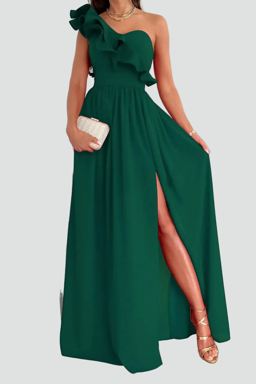Mujer Vestido Maxi Elegante para Bodas en Verde
