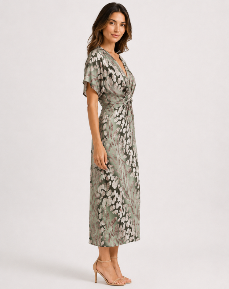 Mujer Vestido Maxi Envolvente de Noche (2)