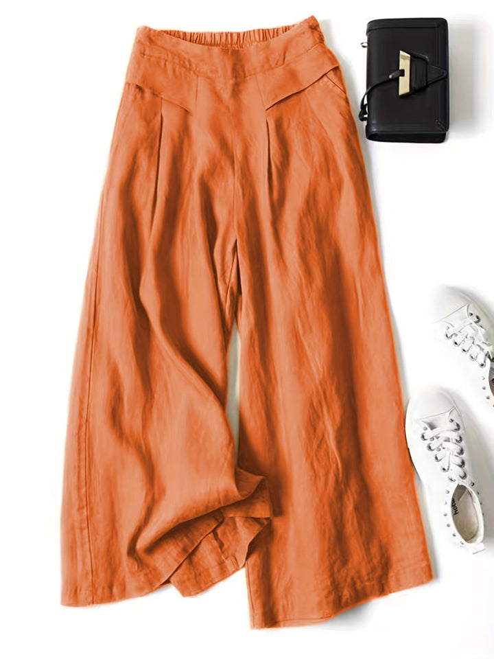 Pantalones Anchos Capri Elegantes Vintage en Naranja