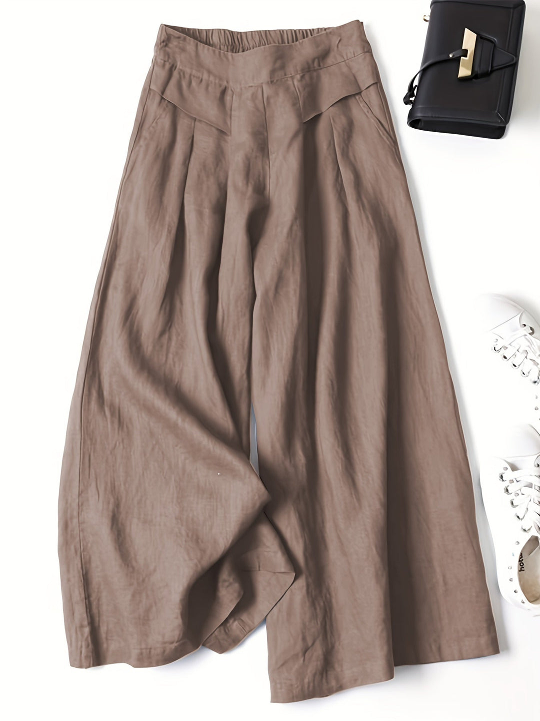 Pantalones Anchos Capri Elegantes Vintage en Rost