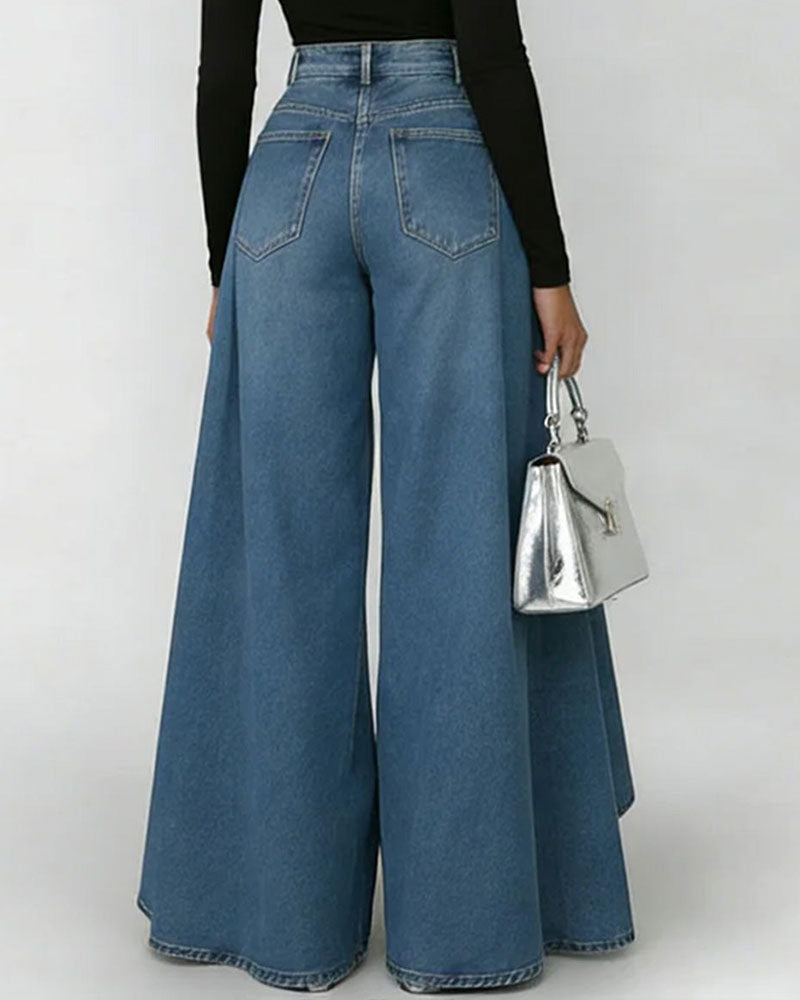 Pantalones Anchos Elegantes Lisos (2)