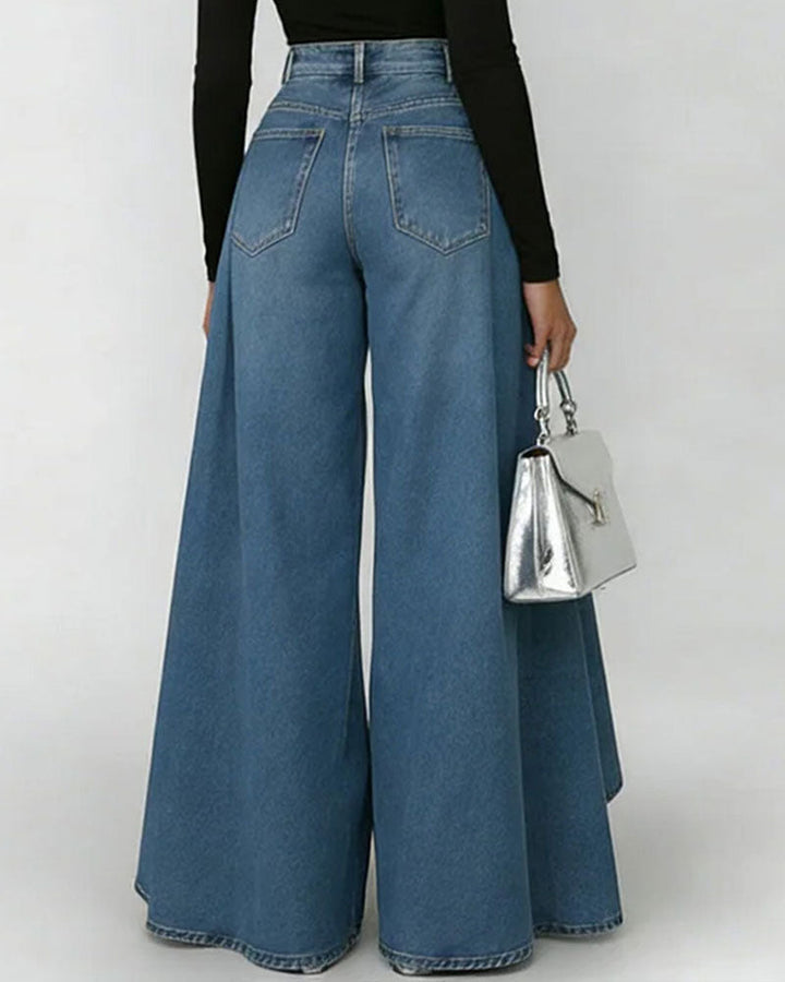 Pantalones Anchos Elegantes Lisos (2)