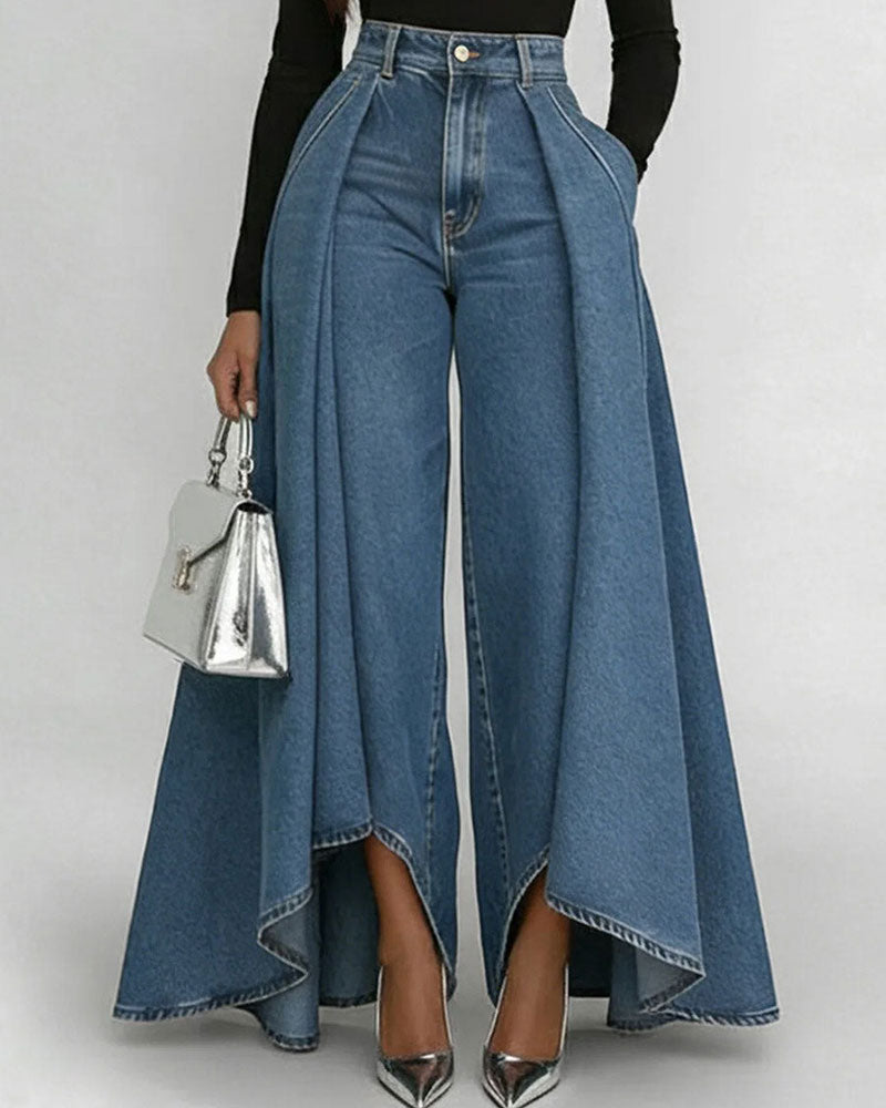 Pantalones Anchos Elegantes Lisos (3)