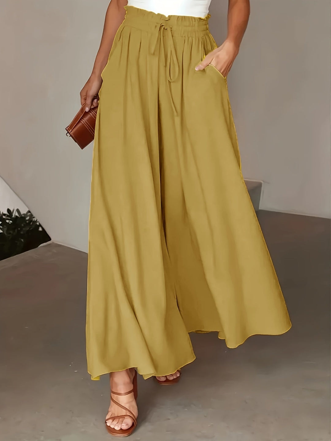Pantalones Anchos Fluidos Cintura Alta (4)