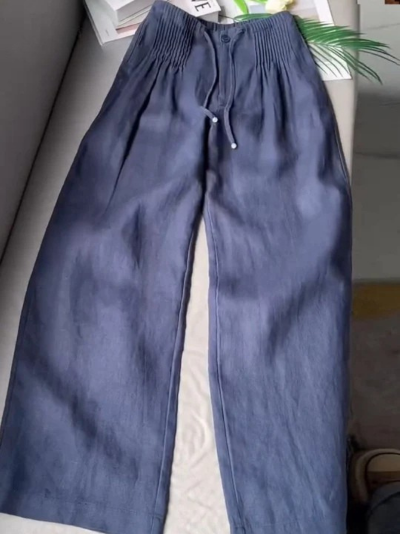 Pantalones Anchos Versátiles de Verano en Azul marino