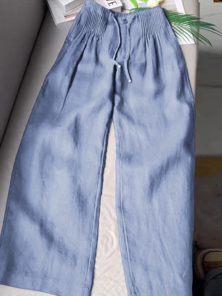 Pantalones Anchos Versátiles de Verano en Azul