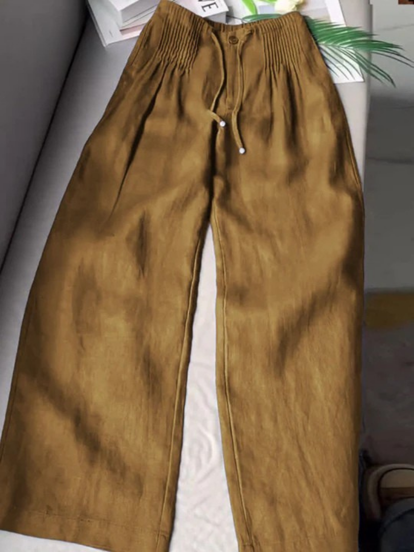 Pantalones Anchos Versátiles de Verano en Caqui