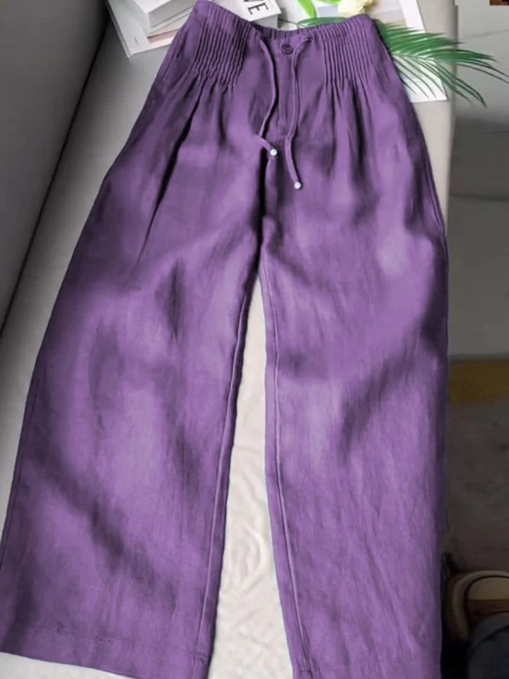 Pantalones Anchos Versátiles de Verano en Morado