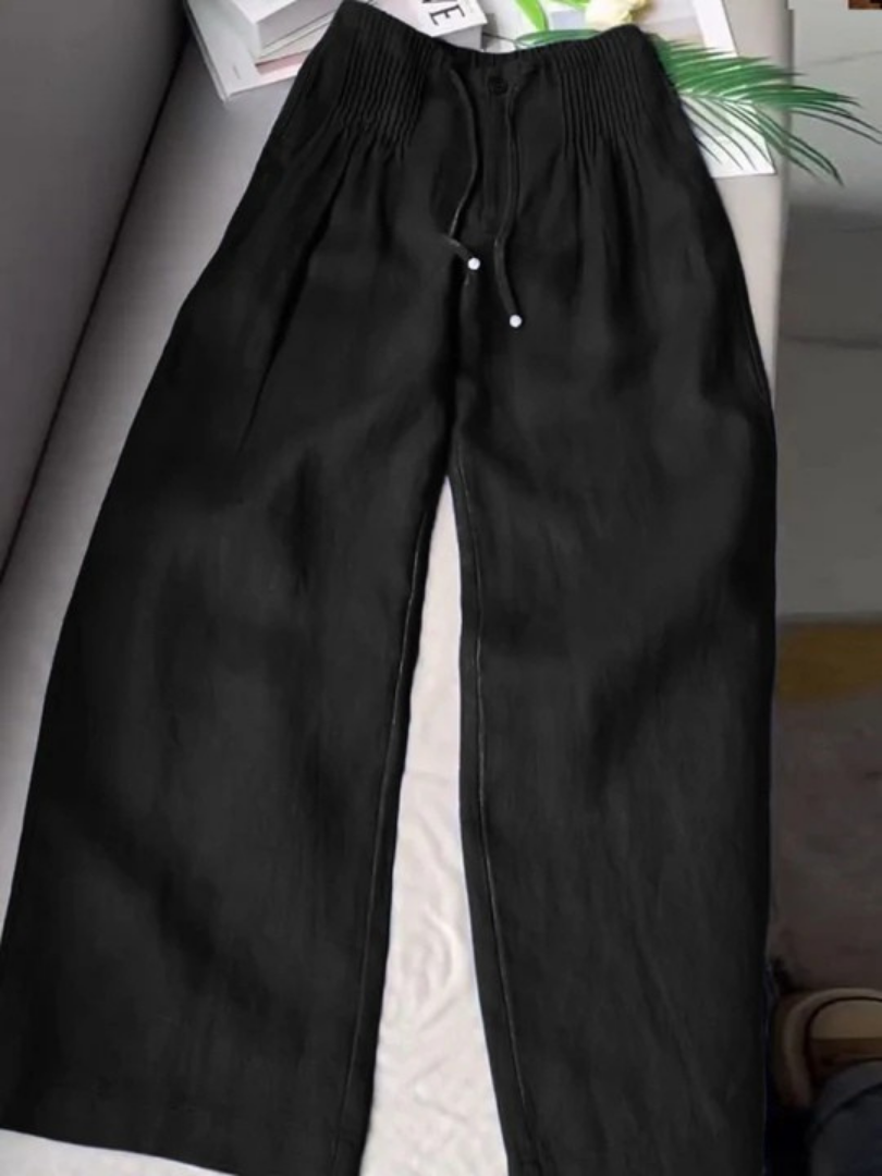 Pantalones Anchos Versátiles de Verano en Negro