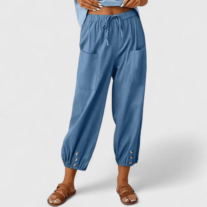 Pantalones de Lino Elegantes en Denimblau