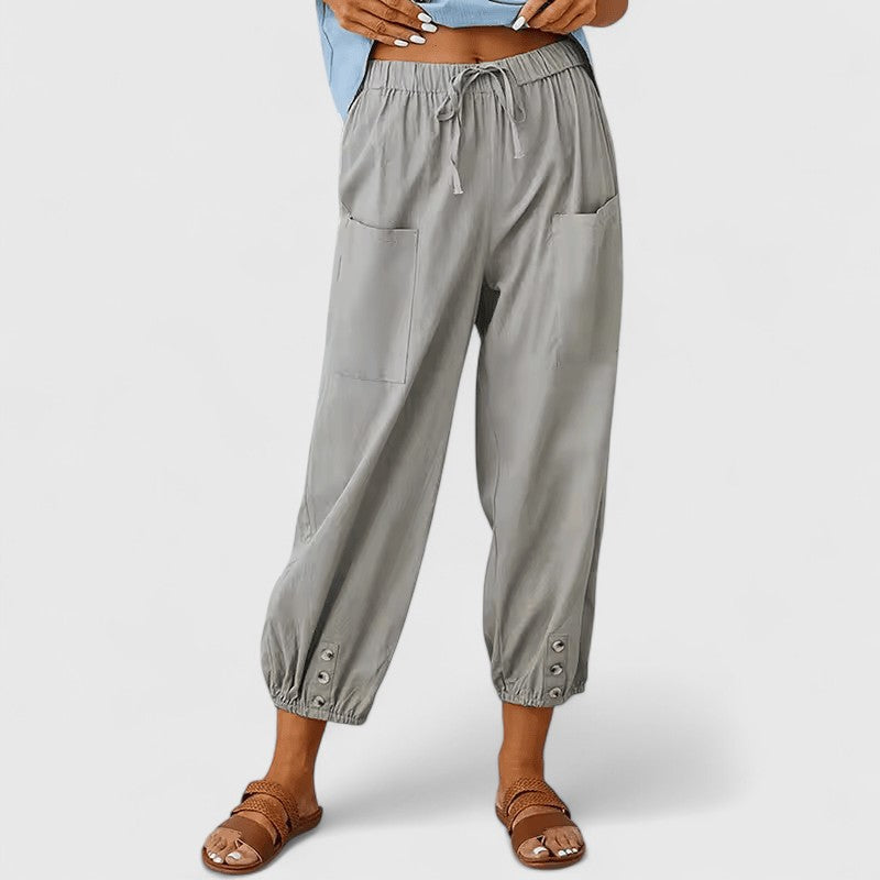 Pantalones de Lino Elegantes en Gris claro