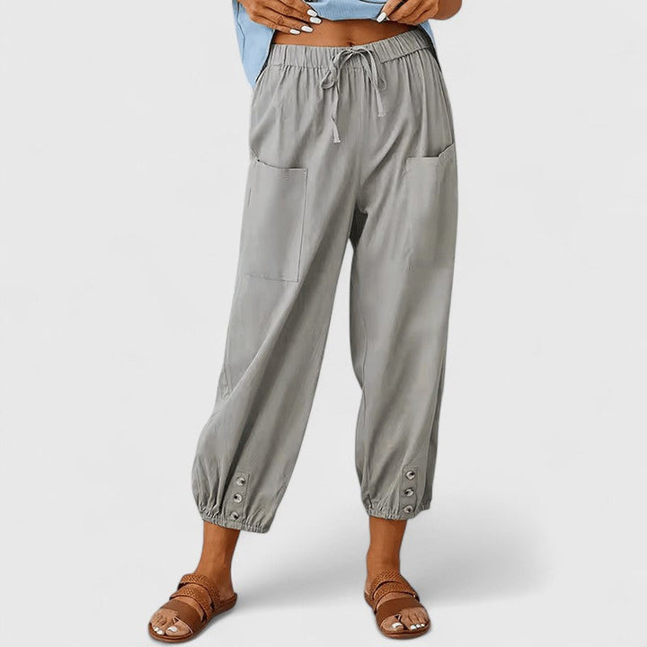 Pantalones de Lino Elegantes en Gris claro