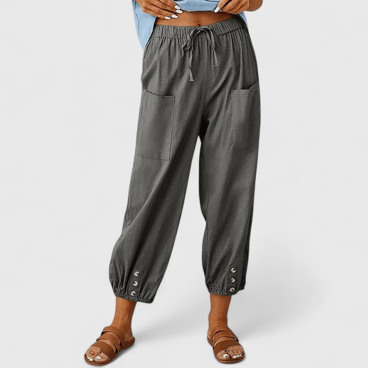 Pantalones de Lino Elegantes en Gris oscuro