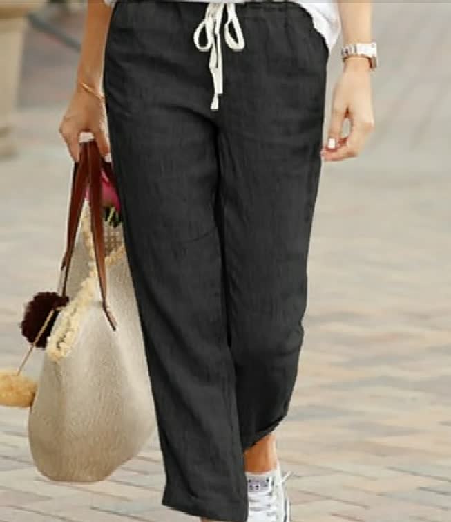 Pantalones de Lino para Mujer Cintura Elástica (3)