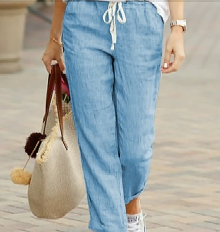Pantalones de Lino para Mujer Cintura Elástica (5)