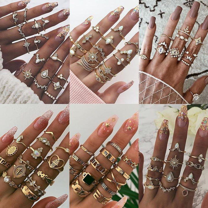 Conjunto de Anillos Único: 8 a 12 Piezas