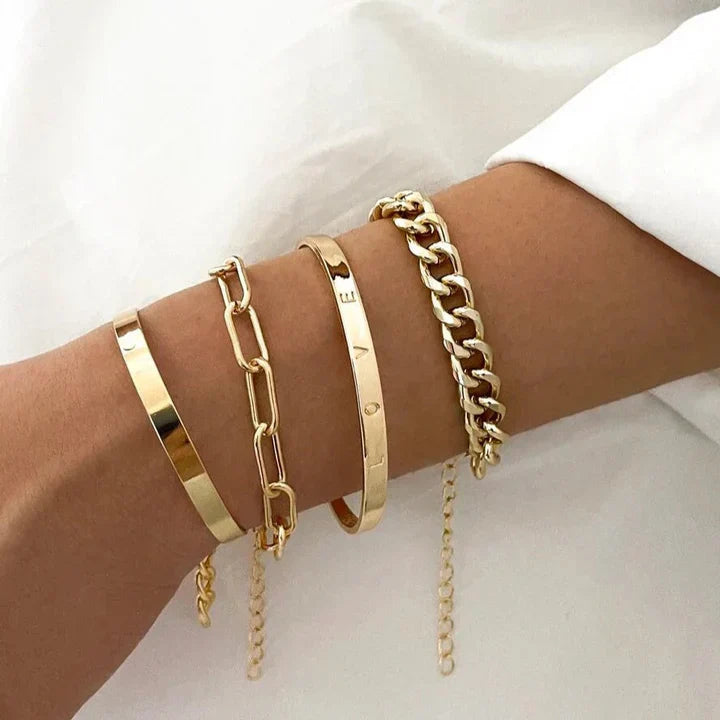 Conjunto de Pulseras Elan Mercer de Color oro Blanco