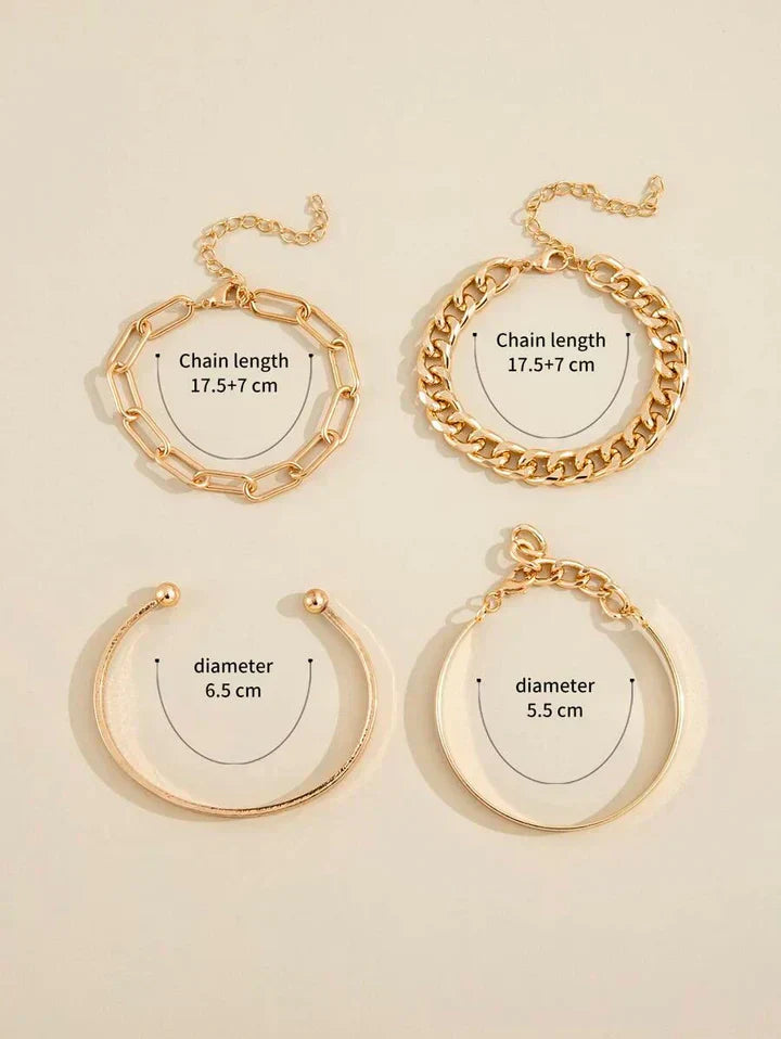 Conjunto de Pulseras Elegantes Elan Mercer en Color oro