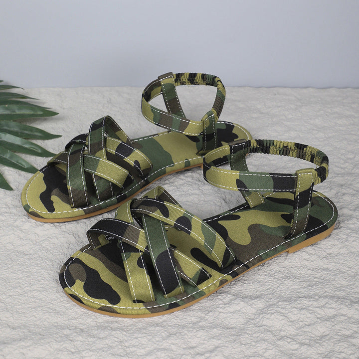 Sandalias Cómodas de Cuero para Mujer en Verde oliva