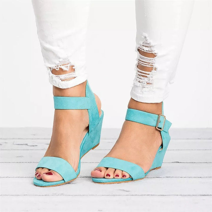 Sandalias de Cuña con Correa para Mujer en Azul