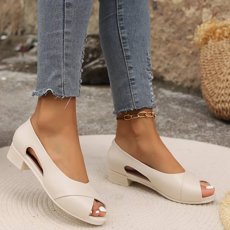 Sandalias Elegantes de Tacón para Mujer en Beige