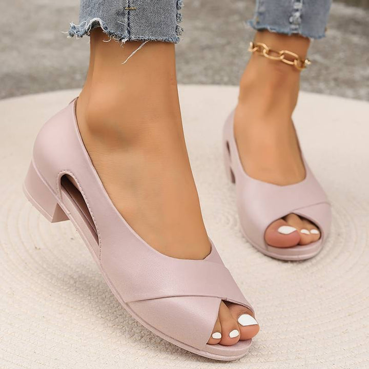 Sandalias Elegantes de Tacón para Mujer en Rosa