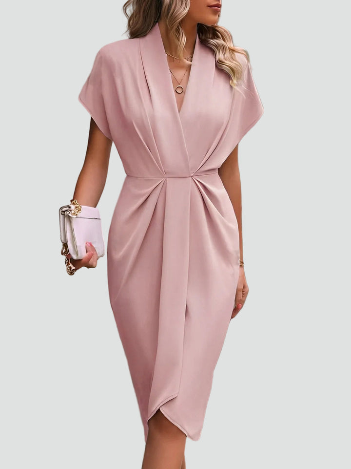 Sofisticado vestido de cóctel midi envolvente (11)
