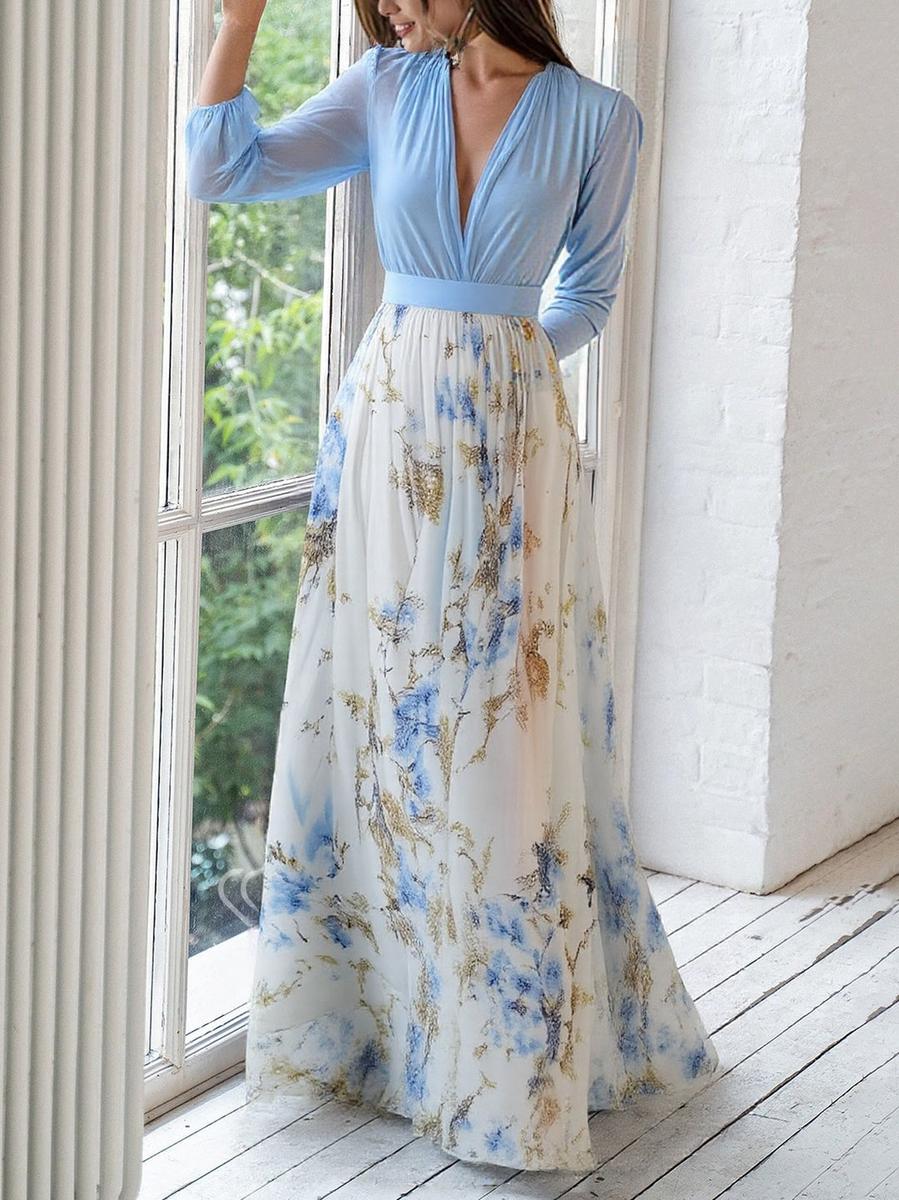 Sofisticado Vestido Maxi de Otoño Floral (3)
