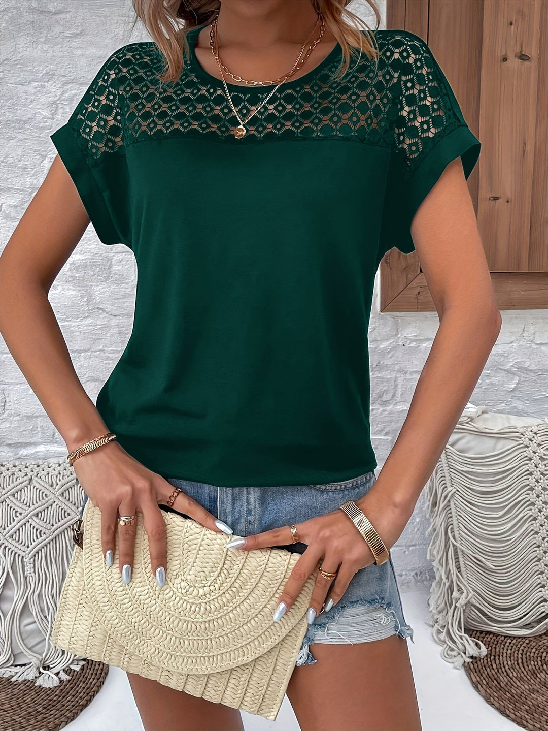 Stilvolles Batwing T-Shirt Womens t-shirt en Verde