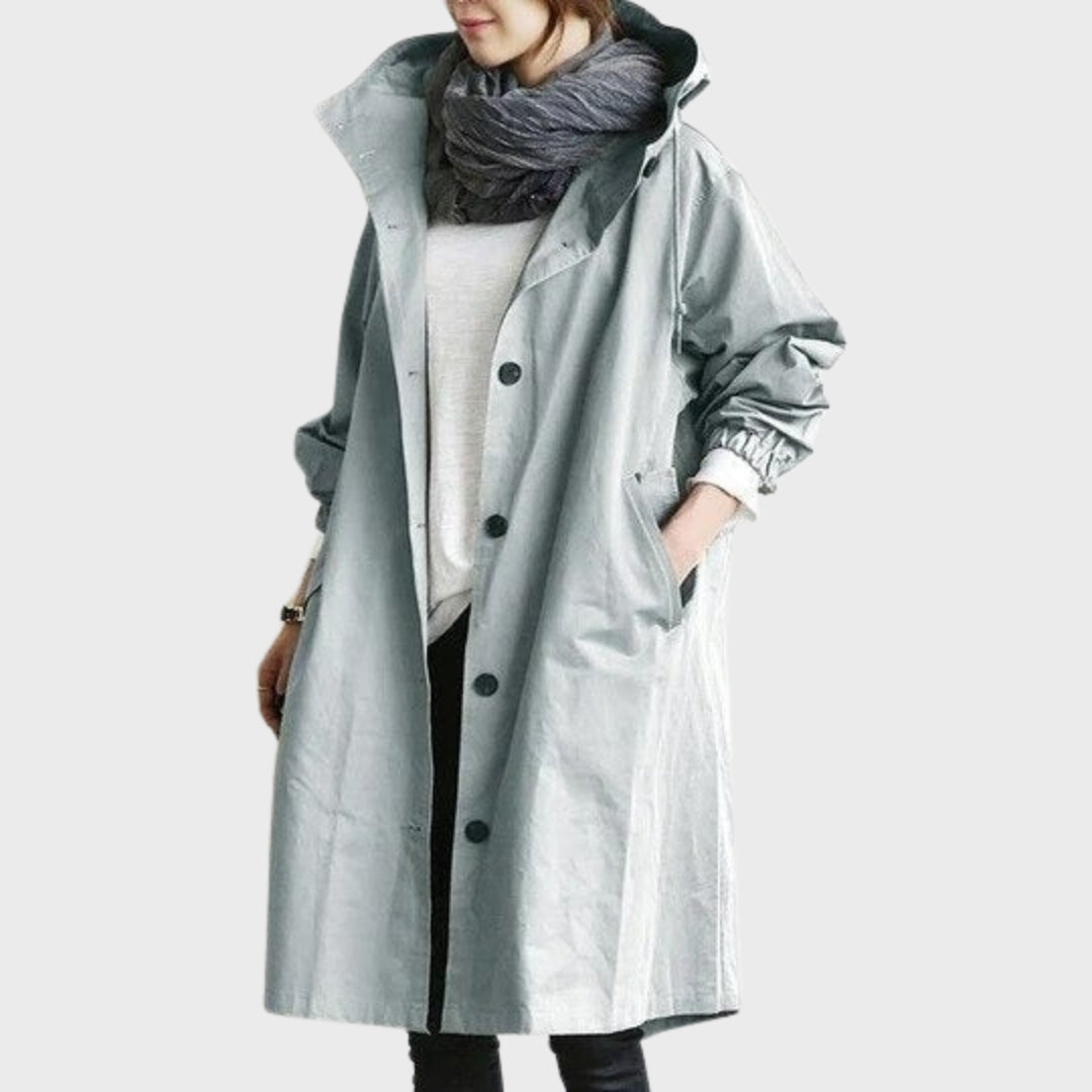 Trenchcoat Elegante Versátil para Lluvia en Azul claro