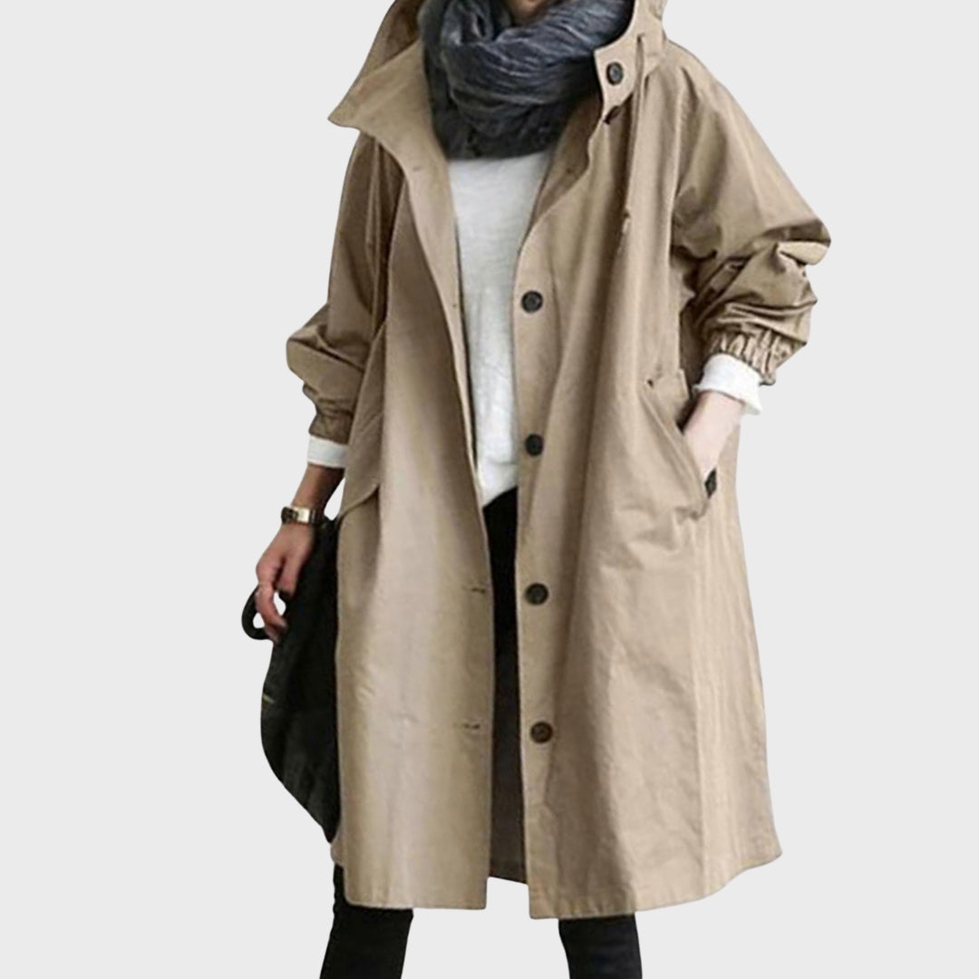 Trenchcoat Elegante Versátil para Lluvia en Caqui