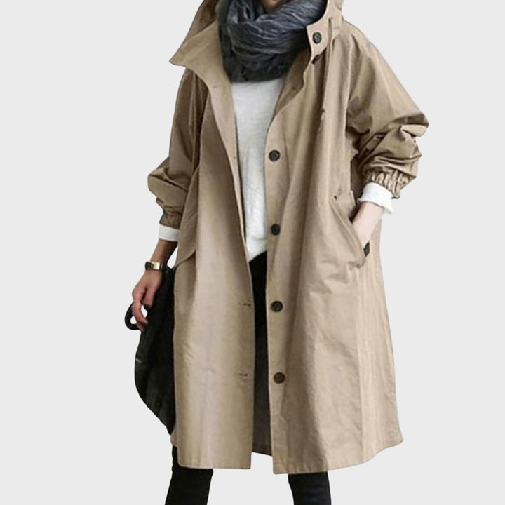 Trenchcoat Elegante Versátil para Lluvia en Caqui
