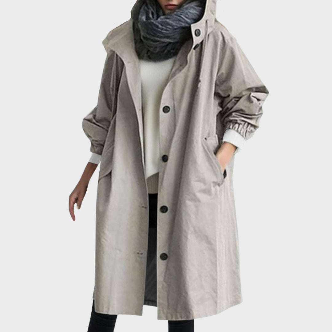 Trenchcoat Elegante Versátil para Lluvia en Gris